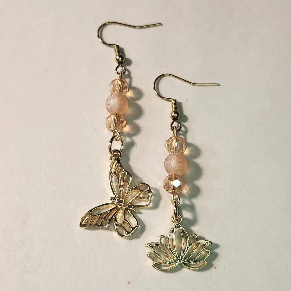 Handmade Charm Dangle Earrings 14k Gold Plated - Picture 3 of 7